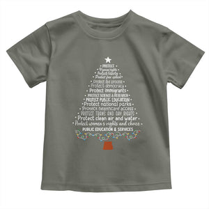 Protect Democracy Christmas Tree Toddler T Shirt Anti Fascism Social Justice TS10 Military Green Print Your Wear