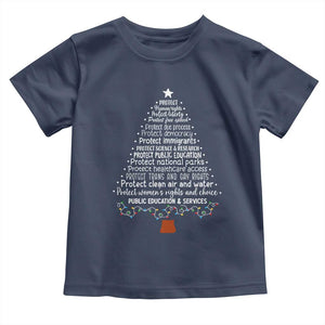 Protect Democracy Christmas Tree Toddler T Shirt Anti Fascism Social Justice TS10 Navy Print Your Wear