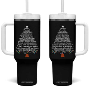 Protect Democracy Christmas Tree Tumbler With Handle Anti Fascism Social Justice TS10 One Size: 40 oz Black Print Your Wear