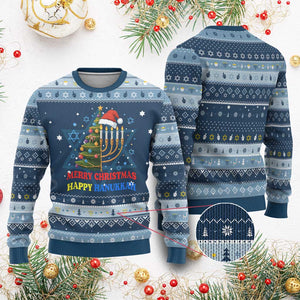 Merry Chrismukkah Happy Christmas Hanukkah Ugly Sweater TS10 Navy Light Blue Print Your Wear