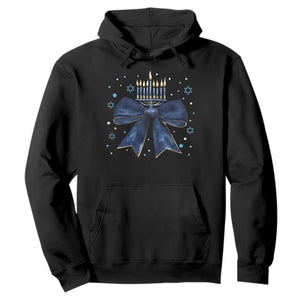 Happy Hanukkah Hoodie Coquette Hanukkah Bow Jewish Menorah TS10 Black Print Your Wear