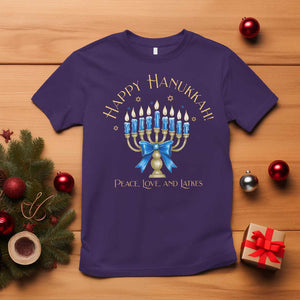 Happy Hanukkah T Shirt Jewish Menorah Coquette Bow TS10 Purple Print Your Wear