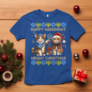 Cat Merry Christmas Happy Hanukkah T Shirt Jewish Christian Ugly Hanukkah TS10 Royal Blue Print Your Wear