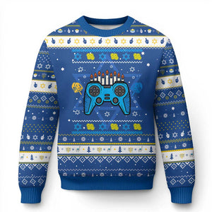 Happy Hanukkah Hanukkah Ugly Sweater Jewish Video Game Gamer Chanukah TS10 Blue White Print Your Wear