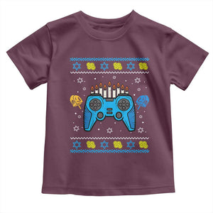 Happy Hanukkah Toddler T Shirt Jewish Video Game Gamer Ugly Hanukkah Chanukah TS10 Maroon Print Your Wear