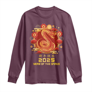 Year Of The Snake 2025 Lunar New Year Long Sleeve Shirt TS10 Maroon Print Your Wear