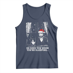 Stranger Christmas Tank Top Funny Murray He Sees You Vintage TS10 Navy Print Your Wear