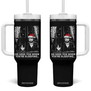 Stranger Christmas Tumbler With Handle Funny Murray He Sees You Vintage TS10 One Size: 40 oz Black Print Your Wear