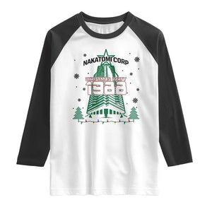 Vintage Nakatomi Plaza 1988 Christmas Party Raglan Shirt TS10 White Black Print Your Wear