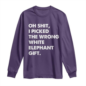 Oh Shit Funny White Elephant Gifts Long Sleeve Shirt TS10 Purple Print Your Wear