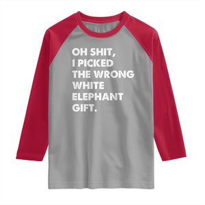 Oh Shit Funny White Elephant Gifts Raglan Shirt TS10 Sport Gray Red Print Your Wear