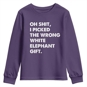 Oh Shit Funny White Elephant Gifts Youth Sweatshirt TS10 Purple Print Your Wear