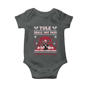 Christmas Yule Shall Not Pass Baby Onesie Fantasy Movie Ugly Xmas TS10 Dark Heather Print Your Wear