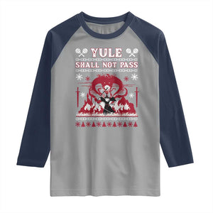 Christmas Yule Shall Not Pass Raglan Shirt Fantasy Movie Ugly Xmas TS10 Sport Gray Navy Print Your Wear