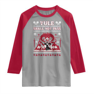 Christmas Yule Shall Not Pass Raglan Shirt Fantasy Movie Ugly Xmas TS10 Sport Gray Red Print Your Wear