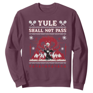 Christmas Yule Shall Not Pass Sweatshirt Fantasy Movie Ugly Xmas TS10 Maroon Print Your Wear