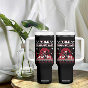 Christmas Yule Shall Not Pass Tumbler With Handle Fantasy Movie Ugly Xmas TS10 Print Your Wear