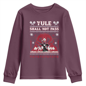 Christmas Yule Shall Not Pass Youth Sweatshirt Fantasy Movie Ugly Xmas TS10 Maroon Print Your Wear