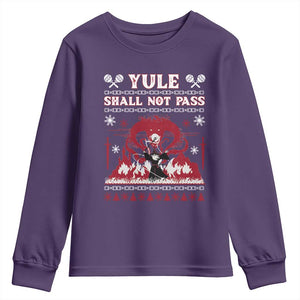 Christmas Yule Shall Not Pass Youth Sweatshirt Fantasy Movie Ugly Xmas TS10 Purple Print Your Wear