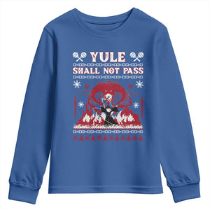 Christmas Yule Shall Not Pass Youth Sweatshirt Fantasy Movie Ugly Xmas TS10 Royal Blue Print Your Wear