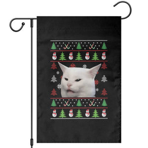 Woman Yelling At A Cat Ugly Christmas Garden Flag Funny Cat Meme Matching Couple Christmas Pajama TS10 Black Print Your Wear