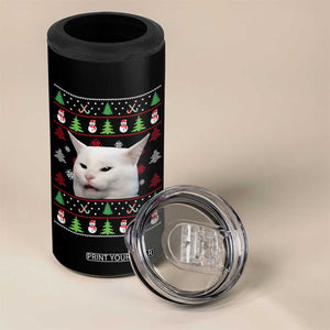 Woman Yelling At A Cat Ugly Christmas 4 in 1 Can Cooler Tumbler Funny Cat Meme Matching Couple Christmas Pajama TS10 Print Your Wear