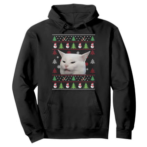 Woman Yelling At A Cat Ugly Christmas Hoodie Funny Cat Meme Matching Couple Christmas Pajama TS10 Black Print Your Wear