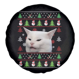 Woman Yelling At A Cat Ugly Christmas Spare Tire Cover Funny Cat Meme Matching Couple Christmas Pajama TS10 Print Your Wear