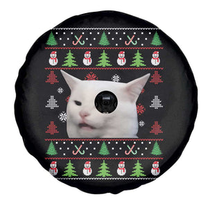Woman Yelling At A Cat Ugly Christmas Spare Tire Cover Funny Cat Meme Matching Couple Christmas Pajama TS10 Print Your Wear