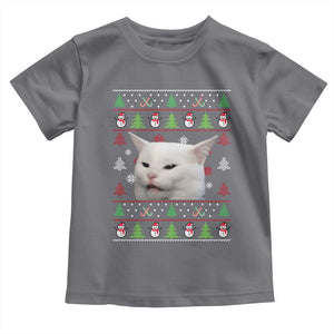Woman Yelling At A Cat Ugly Christmas Toddler T Shirt Funny Cat Meme Matching Couple Christmas Pajama TS10 Charcoal Print Your Wear