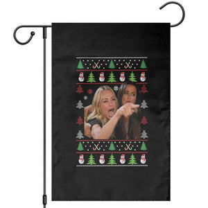 Woman Yelling At A Cat Ugly Christmas Garden Flag Funny Meme Matching Couple Christmas Pajama TS10 Black Print Your Wear