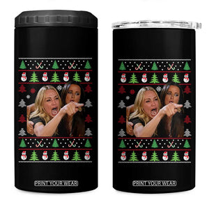 Woman Yelling At A Cat Ugly Christmas 4 in 1 Can Cooler Tumbler Funny Meme Matching Couple Christmas Pajama TS10 One Size: 16 oz Black Print Your Wear