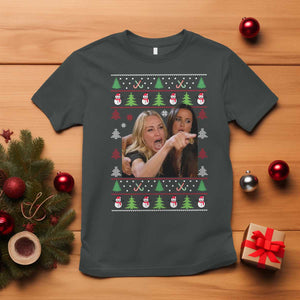 Woman Yelling At A Cat Ugly Christmas T Shirt Funny Meme Matching Couple Christmas Pajama TS10 Dark Heather Print Your Wear