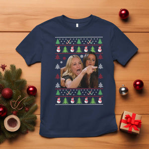 Woman Yelling At A Cat Ugly Christmas T Shirt Funny Meme Matching Couple Christmas Pajama TS10 Navy Print Your Wear