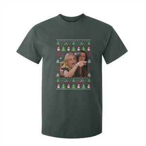 Woman Yelling At A Cat Ugly Christmas T Shirt For Kid Funny Meme Matching Couple Christmas Pajama TS10 Dark Forest Green Print Your Wear