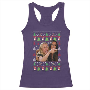 Woman Yelling At A Cat Ugly Christmas Racerback Tank Top Funny Meme Matching Couple Christmas Pajama TS10 Purple Print Your Wear