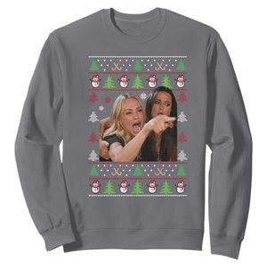 Woman Yelling At A Cat Ugly Christmas Sweatshirt Funny Meme Matching Couple Christmas Pajama TS10 Charcoal Print Your Wear