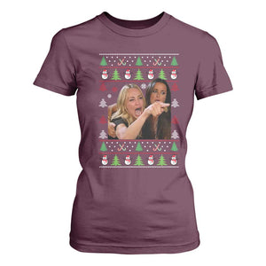 Woman Yelling At A Cat Ugly Christmas T Shirt For Women Funny Meme Matching Couple Christmas Pajama TS10 Maroon Print Your Wear