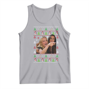 Woman Yelling At A Cat Ugly Christmas Tank Top Funny Meme Matching Couple Christmas Pajama TS10 Athletic Heather Print Your Wear