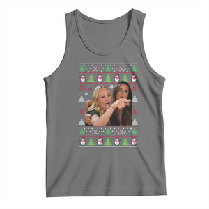 Woman Yelling At A Cat Ugly Christmas Tank Top Funny Meme Matching Couple Christmas Pajama TS10 Black Heather Print Your Wear