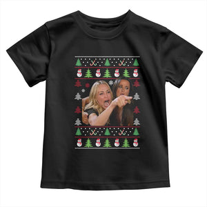 Woman Yelling At A Cat Ugly Christmas Toddler T Shirt Funny Meme Matching Couple Christmas Pajama TS10 Black Print Your Wear