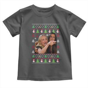 Woman Yelling At A Cat Ugly Christmas Toddler T Shirt Funny Meme Matching Couple Christmas Pajama TS10 Dark Heather Print Your Wear