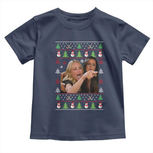 Woman Yelling At A Cat Ugly Christmas Toddler T Shirt Funny Meme Matching Couple Christmas Pajama TS10 Navy Print Your Wear