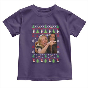 Woman Yelling At A Cat Ugly Christmas Toddler T Shirt Funny Meme Matching Couple Christmas Pajama TS10 Purple Print Your Wear
