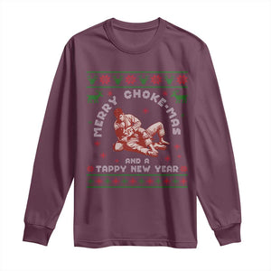 Funny Jiu Jitsu Christmas Long Sleeve Shirt Holiday Martial Arts BJJ Lover Ugly Xmas TS10 Maroon Print Your Wear