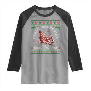 Funny Jiu Jitsu Christmas Raglan Shirt Holiday Martial Arts BJJ Lover Ugly Xmas TS10 Sport Gray Black Print Your Wear