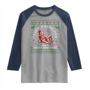 Funny Jiu Jitsu Christmas Raglan Shirt Holiday Martial Arts BJJ Lover Ugly Xmas TS10 Sport Gray Navy Print Your Wear