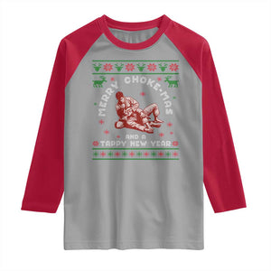 Funny Jiu Jitsu Christmas Raglan Shirt Holiday Martial Arts BJJ Lover Ugly Xmas TS10 Sport Gray Red Print Your Wear