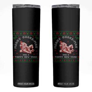 Funny Jiu Jitsu Christmas Skinny Tumbler Holiday Martial Arts BJJ Lover Ugly Xmas TS10 Black Print Your Wear