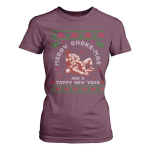 Funny Jiu Jitsu Christmas T Shirt For Women Holiday Martial Arts BJJ Lover Ugly Xmas TS10 Maroon Print Your Wear